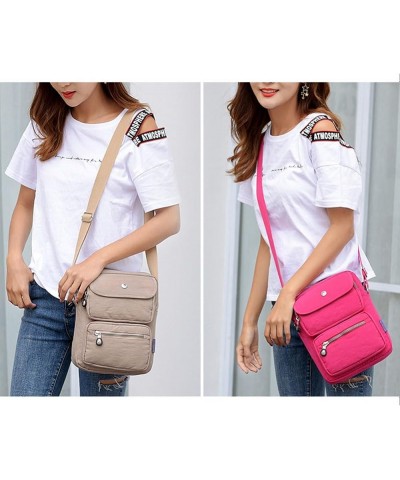 Crossbody Bag for Women Waterproof Shoulder Bag Multi-Pocket Messenger Bag Casual Nylon Purse Handbag Beige $15.29 Shoulder Bags