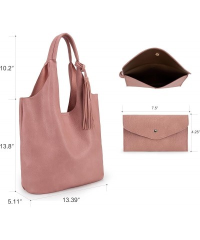 Slouchy Hobo Bags for Women Soft Designer Shoulder Purses Ladies Top Handle Handbag Z Rose Pink $17.99 Totes