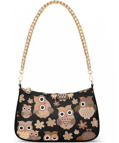 Bird Shoulder Bag Funny Cartoon Brown Owl Flower Women Clutch Handbag Shoulder Purch Boho Bag Date Chain Bag Tote Bag Spring ...