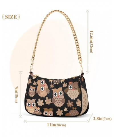 Bird Shoulder Bag Funny Cartoon Brown Owl Flower Women Clutch Handbag Shoulder Purch Boho Bag Date Chain Bag Tote Bag Spring ...