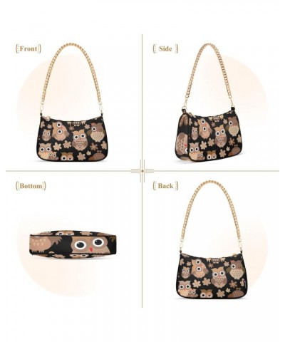 Bird Shoulder Bag Funny Cartoon Brown Owl Flower Women Clutch Handbag Shoulder Purch Boho Bag Date Chain Bag Tote Bag Spring ...