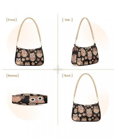 Bird Shoulder Bag Funny Cartoon Brown Owl Flower Women Clutch Handbag Shoulder Purch Boho Bag Date Chain Bag Tote Bag Spring ...