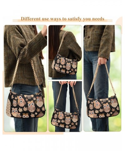 Bird Shoulder Bag Funny Cartoon Brown Owl Flower Women Clutch Handbag Shoulder Purch Boho Bag Date Chain Bag Tote Bag Spring ...