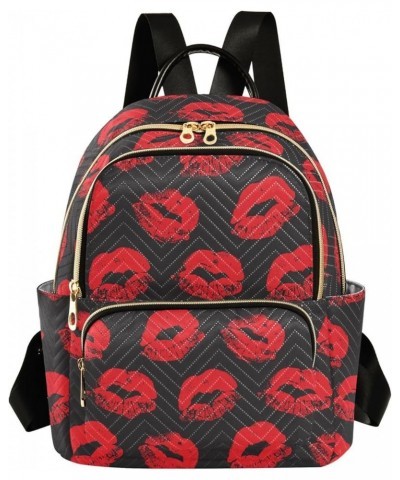 Sexy Red Lips Kiss Prints Mini Backpack Purse for Women Travel Bag Fashion Daypack Back Pack Shoulder Bag Multicolor Medium $...