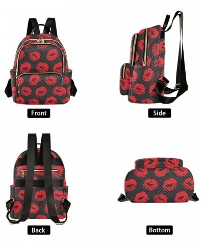 Sexy Red Lips Kiss Prints Mini Backpack Purse for Women Travel Bag Fashion Daypack Back Pack Shoulder Bag Multicolor Medium $...