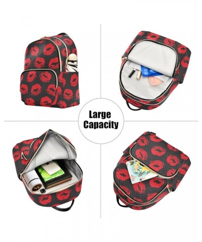 Sexy Red Lips Kiss Prints Mini Backpack Purse for Women Travel Bag Fashion Daypack Back Pack Shoulder Bag Multicolor Medium $...