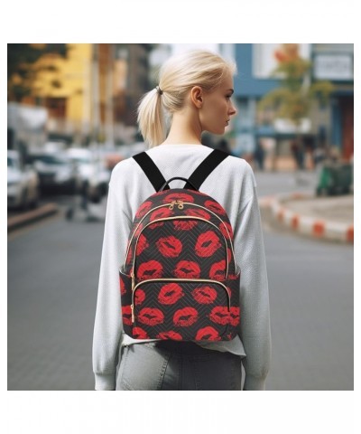 Sexy Red Lips Kiss Prints Mini Backpack Purse for Women Travel Bag Fashion Daypack Back Pack Shoulder Bag Multicolor Medium $...