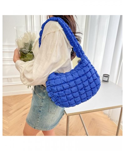 Puffy Shoulder Bag for Women Quilted Puffer Nylon Hobo Handbag Large Cotton Padded Purse Work Travel Lightweight Blue $10.81 ...