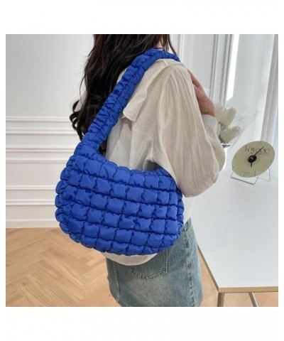 Puffy Shoulder Bag for Women Quilted Puffer Nylon Hobo Handbag Large Cotton Padded Purse Work Travel Lightweight Blue $10.81 ...