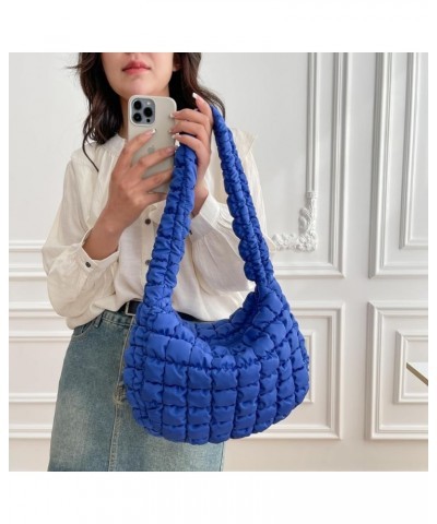 Puffy Shoulder Bag for Women Quilted Puffer Nylon Hobo Handbag Large Cotton Padded Purse Work Travel Lightweight Blue $10.81 ...