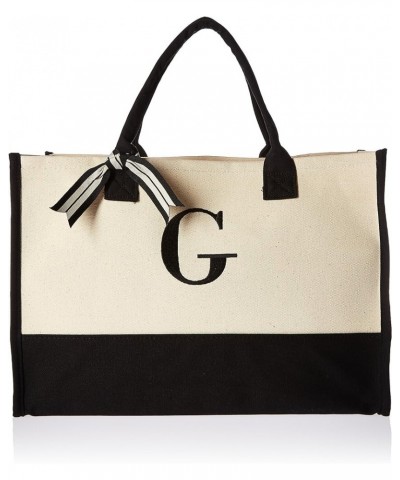 Classic Black and White Initial Canvas Tote Bags (D), 100% Cotton, 17" x 19" x 2 G $8.41 Totes