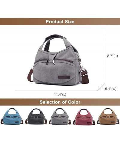 Small Canvas Tote Bag with Zipper Purses Satchel for Women Casual Hobo Bags Handbags Crossbody Bags Work One Shoulder Bag Bla...