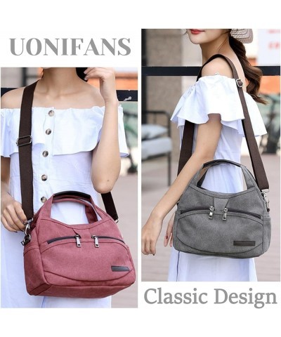 Small Canvas Tote Bag with Zipper Purses Satchel for Women Casual Hobo Bags Handbags Crossbody Bags Work One Shoulder Bag Bla...