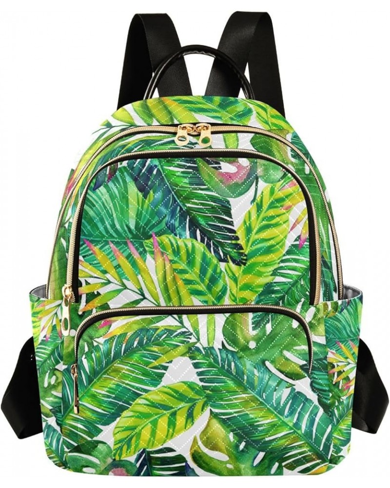 Women Backpack Jungle Green Leaves Anti-Theft Travel Backpack with Luggage Belt Lightweight Handbag Lady Purse Roomy Double Z...