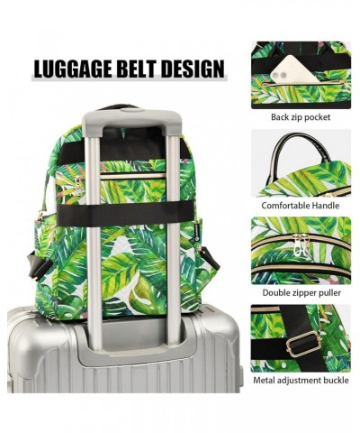 Women Backpack Jungle Green Leaves Anti-Theft Travel Backpack with Luggage Belt Lightweight Handbag Lady Purse Roomy Double Z...