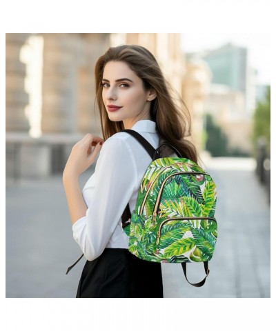 Women Backpack Jungle Green Leaves Anti-Theft Travel Backpack with Luggage Belt Lightweight Handbag Lady Purse Roomy Double Z...