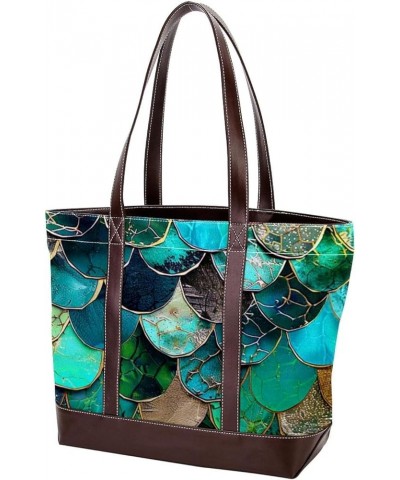 Tote Bag for Women, Large Tote Bag, Women's Tote Handbags, Mermaid Turquoise Golden Scales, Tote Bags for Women Design 13104 ...