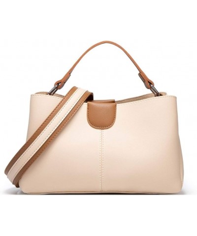 Women's Simple Contrast Color Stitching Pu One-shoulder Diagonal Bag Beige $39.17 Shoulder Bags