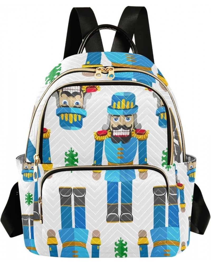 Christmas Women Backpack Nutcracker Soldier Blue Cartoon Anti-Theft Travel Backpack with Luggage Belt Durable Lightweight Han...