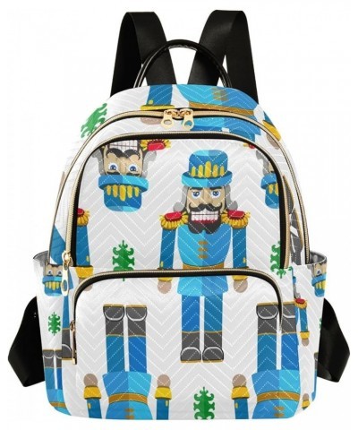 Christmas Women Backpack Nutcracker Soldier Blue Cartoon Anti-Theft Travel Backpack with Luggage Belt Durable Lightweight Han...