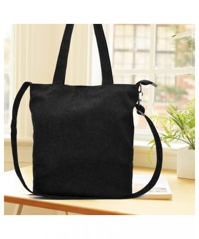 Corduroy Bag Casual And Fashionable Corduroy Student Shoulder Bag Women's Crossbody Bag Black $8.69 Totes