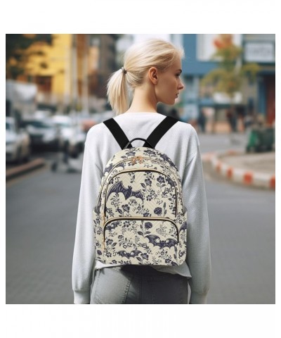 Women Fashion Backpack Purse Casual Lightweight Travel Shoulder Bag Ethnic Elephant Rucksack Ladies Bag, Small Goth Bats Smal...