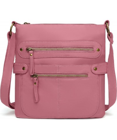 Crossbody Bags for Women Travel Bag Purses and Handbags Multi Pocket Shoulder Bag Ultra Soft Faux Leather, H1693 Light Pink-s...