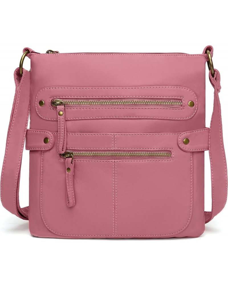 Crossbody Bags for Women Travel Bag Purses and Handbags Multi Pocket Shoulder Bag Ultra Soft Faux Leather, H1693 Light Pink-s...