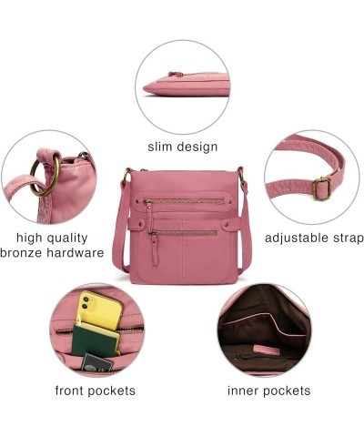 Crossbody Bags for Women Travel Bag Purses and Handbags Multi Pocket Shoulder Bag Ultra Soft Faux Leather, H1693 Light Pink-s...