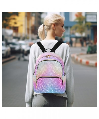 Mini Backpack for Women, Fancy Rainbow Color Glitter Travel Backpack Purse for Ladies, Small Bookbag Daypack Shoulder Bag S A...