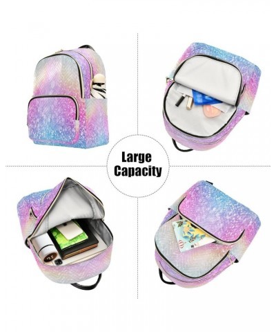 Mini Backpack for Women, Fancy Rainbow Color Glitter Travel Backpack Purse for Ladies, Small Bookbag Daypack Shoulder Bag S A...