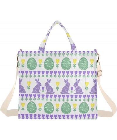 Easter Eggs Bunnies Tote Bag for Women Crossbody Bags Purse Shoulder Bag Corduroy Travel Tote Bag for Vacation Beach Trip Mul...