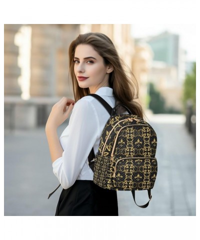 Mardi Gras Women Backpack Luxury Fleur De Lis Gold Ornament Anti-Theft Travel Backpack with Luggage Belt Durable Handbag Lady...