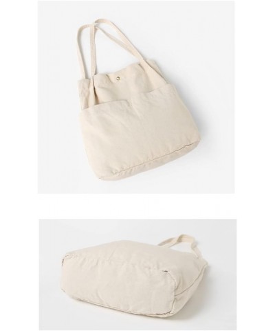 Canvas Tote Handbag Shoulder Bucket Bag Purses For Men & Women With Pockets Beige $13.49 Totes