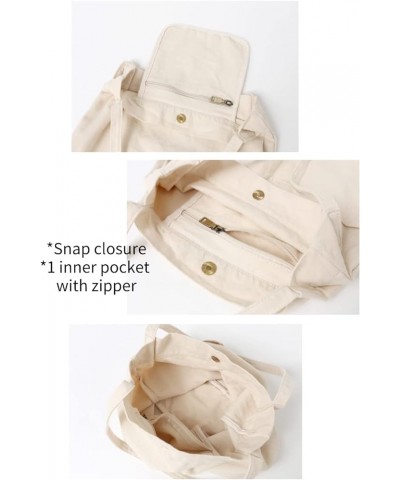 Canvas Tote Handbag Shoulder Bucket Bag Purses For Men & Women With Pockets Beige $13.49 Totes