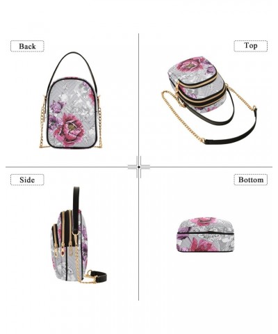 Violet Tulips and Pink Peony Design Crossbody Bags Shoulder Bag for Women Stylish Ladies Messenger Bags Cell Phone Purse and ...