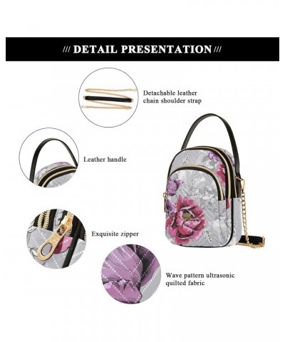 Violet Tulips and Pink Peony Design Crossbody Bags Shoulder Bag for Women Stylish Ladies Messenger Bags Cell Phone Purse and ...