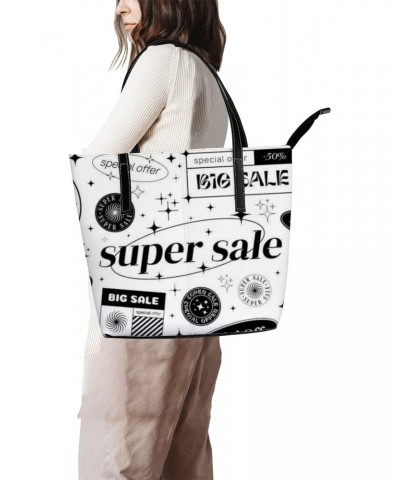 Black and White Cute Alphabet Pattern Tote Bag for Women Leather Handbags Women's Crossbody Handbags Work Tote Bags for Women...