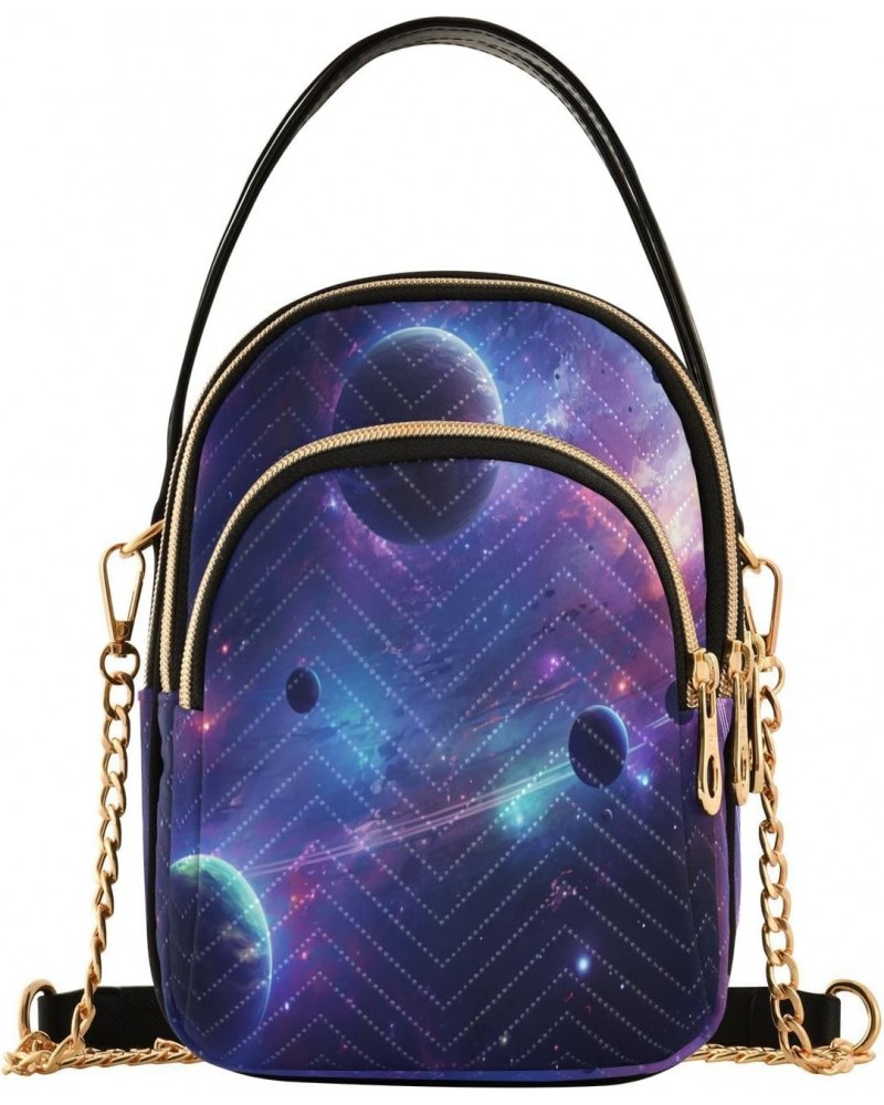 Group Of Planets in A Galaxy Version Small Crossbody Bag Functional Multi Pocket Bag Shoulder Handbag $17.10 Crossbody Bags