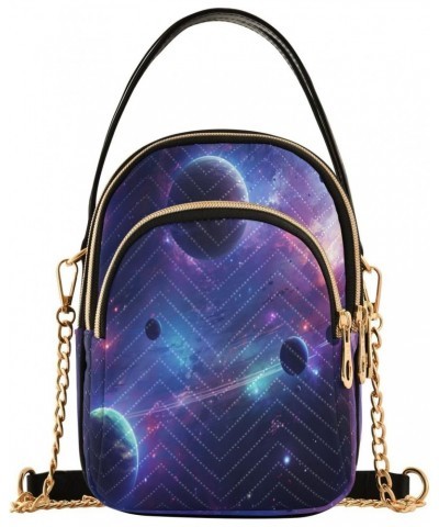 Group Of Planets in A Galaxy Version Small Crossbody Bag Functional Multi Pocket Bag Shoulder Handbag $17.10 Crossbody Bags