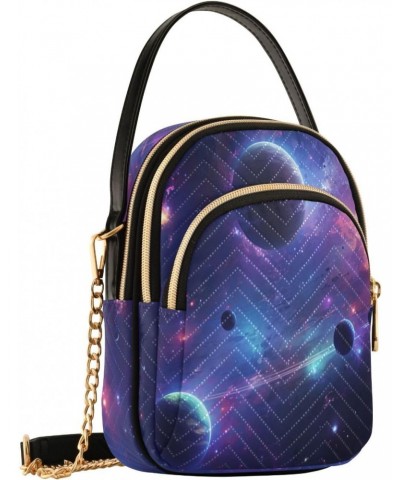 Group Of Planets in A Galaxy Version Small Crossbody Bag Functional Multi Pocket Bag Shoulder Handbag $17.10 Crossbody Bags