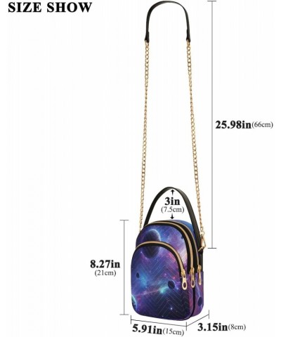 Group Of Planets in A Galaxy Version Small Crossbody Bag Functional Multi Pocket Bag Shoulder Handbag $17.10 Crossbody Bags