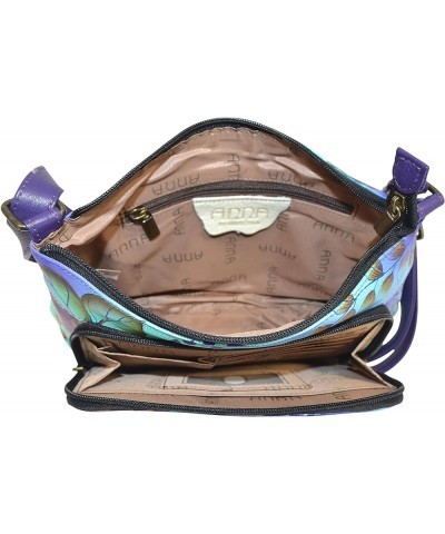 Crossbody Organizer Bag - Genuine Leather Peacock Garden $56.33 Crossbody Bags