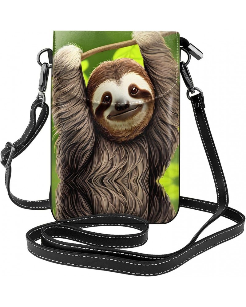 women leather Cell Phone Purse Cute Sloth pattern Multifunction,Soft, durable,Convenient for daily use and travel Black $19.3...