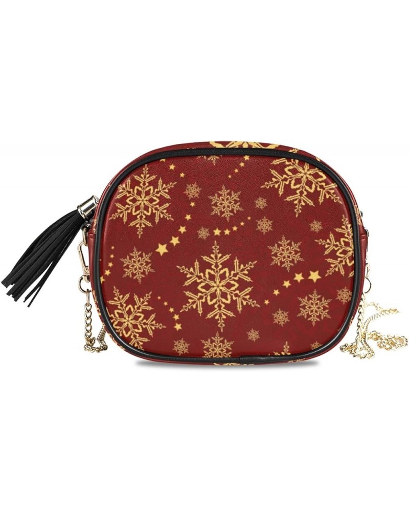 Women's White Snowflakes Winter PU Leather Crossbody Bag Shoulder Purse with Tassel Multi 05 $10.56 Shoulder Bags