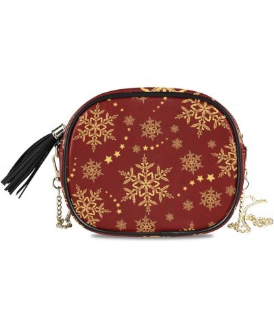 Women's White Snowflakes Winter PU Leather Crossbody Bag Shoulder Purse with Tassel Multi 05 $10.56 Shoulder Bags