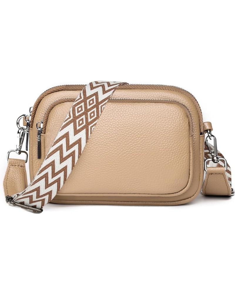 Small Crossbody Bag for Women Genuine leather Crossbody Purses with Wide Guitar Strap Shoulder Handbag Satchel Khaki $11.09 C...