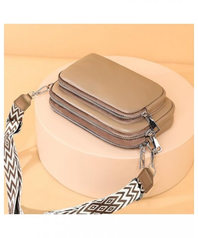 Small Crossbody Bag for Women Genuine leather Crossbody Purses with Wide Guitar Strap Shoulder Handbag Satchel Khaki $11.09 C...