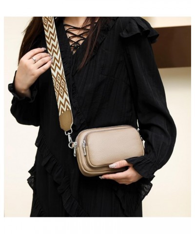 Small Crossbody Bag for Women Genuine leather Crossbody Purses with Wide Guitar Strap Shoulder Handbag Satchel Khaki $11.09 C...