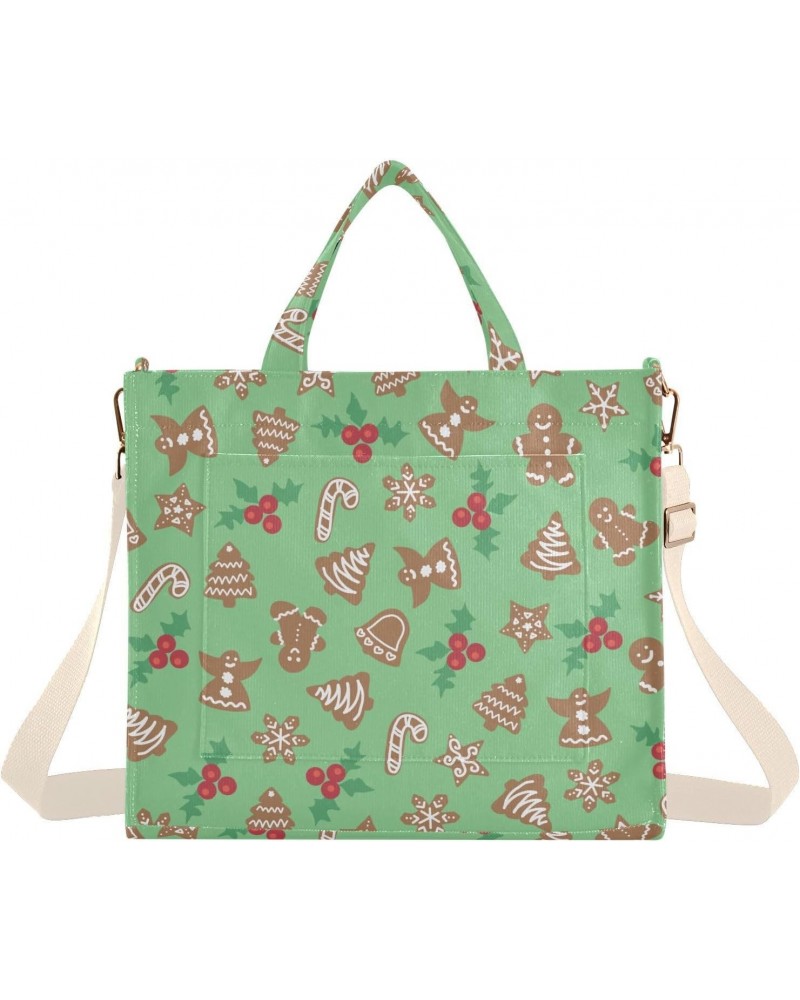 Christmas Gingerbread Design Corduroy Tote Bag for Women Hobo Crossbody Bag Purse Stylish Shoulder Handbag Messenger Bags, S ...